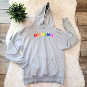 The Phluid Project Gray Hoodie with Rainbow Be Kind Hoodie, Size Medium